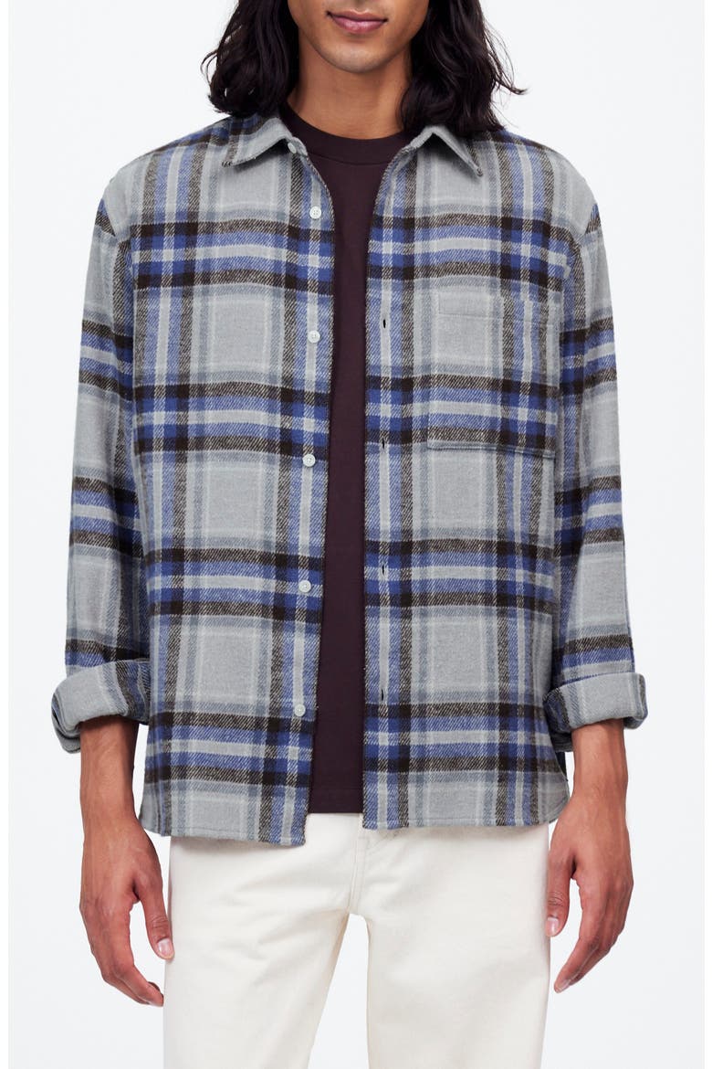 Easy Brushed Flannel Button-Up Shirt, Main, color, STEEL MORNING