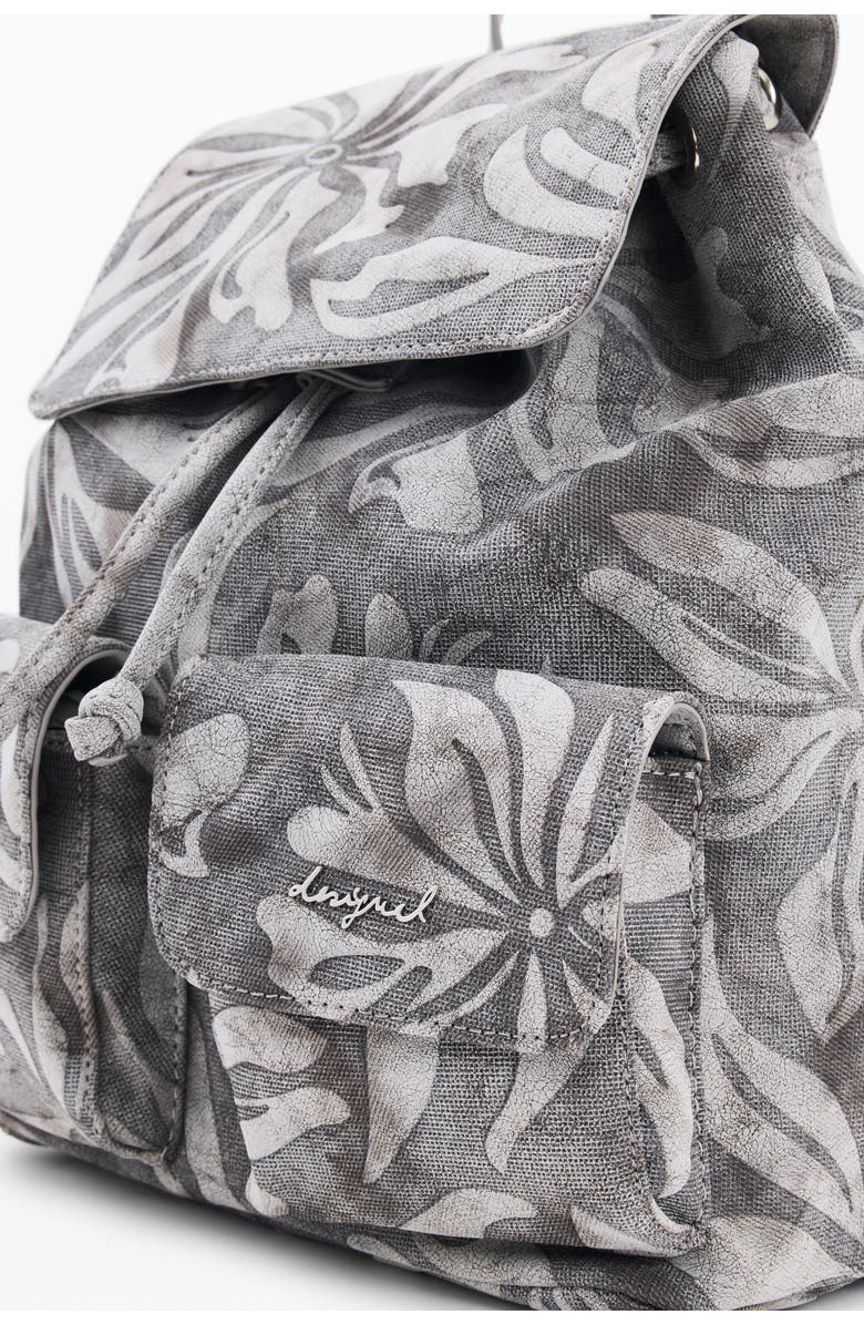 Desigual Mini Floral Backpack, Alternate, color, Obsidian