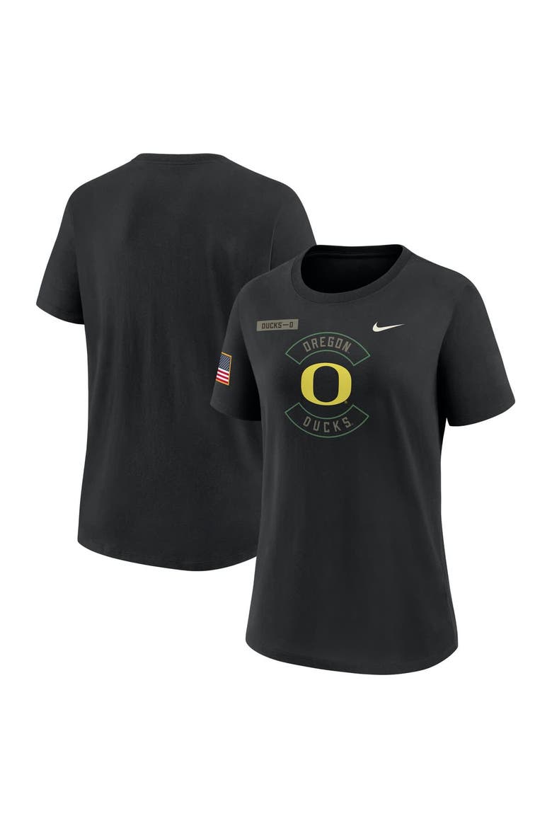 Women's Nike Black Oregon Ducks 2025 Military Appreciation Dri-FIT T-Shirt, Main, color, Black