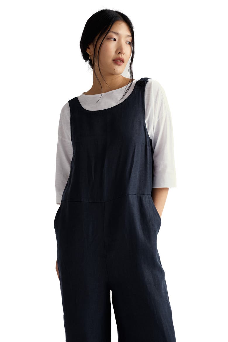 Salt Air Wide Leg Linen Jumpsuit, Alternate, color, MARITIME