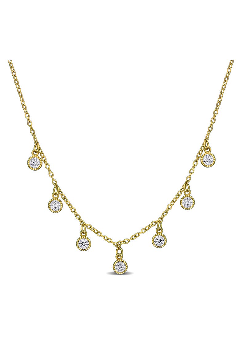Lab-Created White Sapphire Station Necklace, Main, color, Gold-Plated