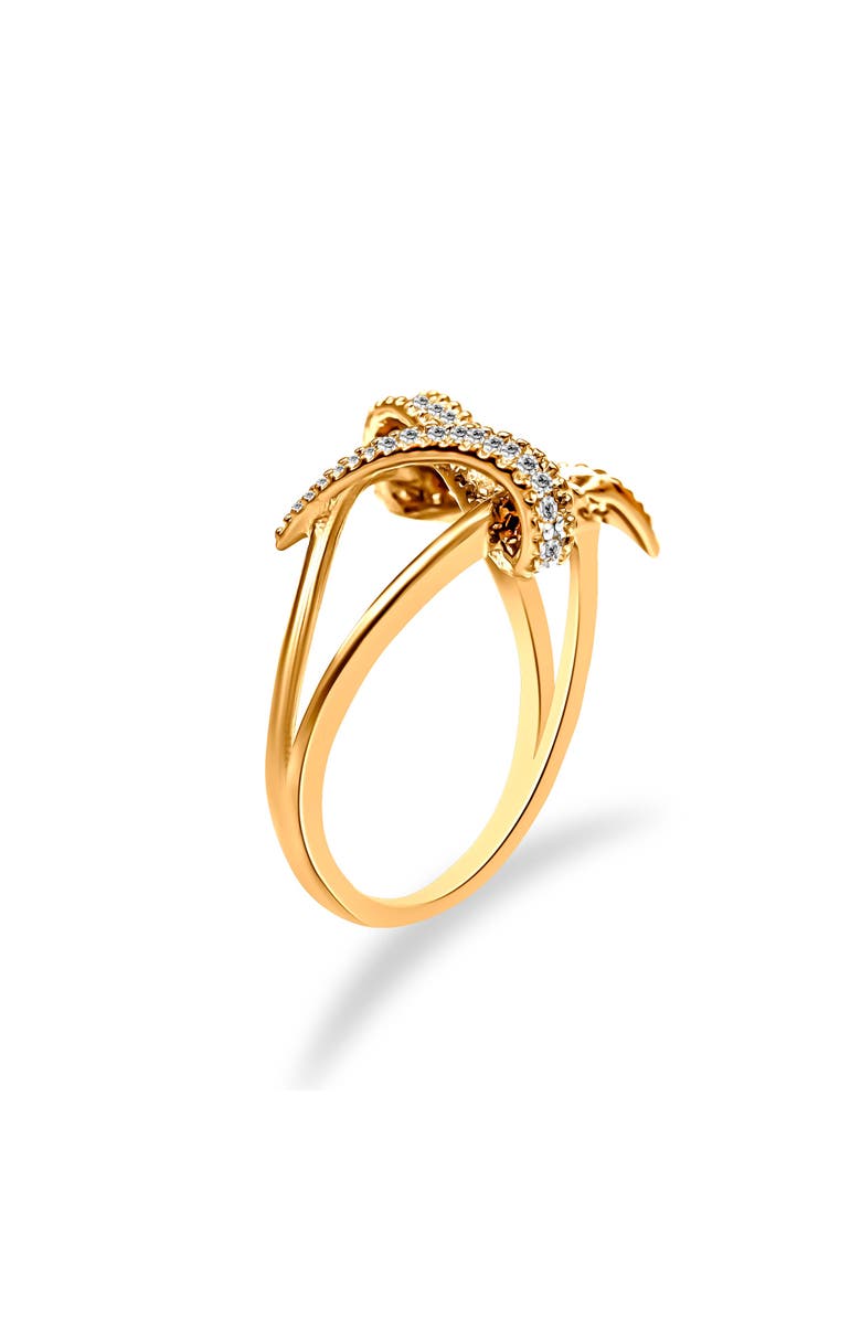 Haus of Brilliance 14K Yellow Gold Plated Silver 1/4 Cttw Diamond Interlocking Bypass Ring, Alternate, color, Yellow