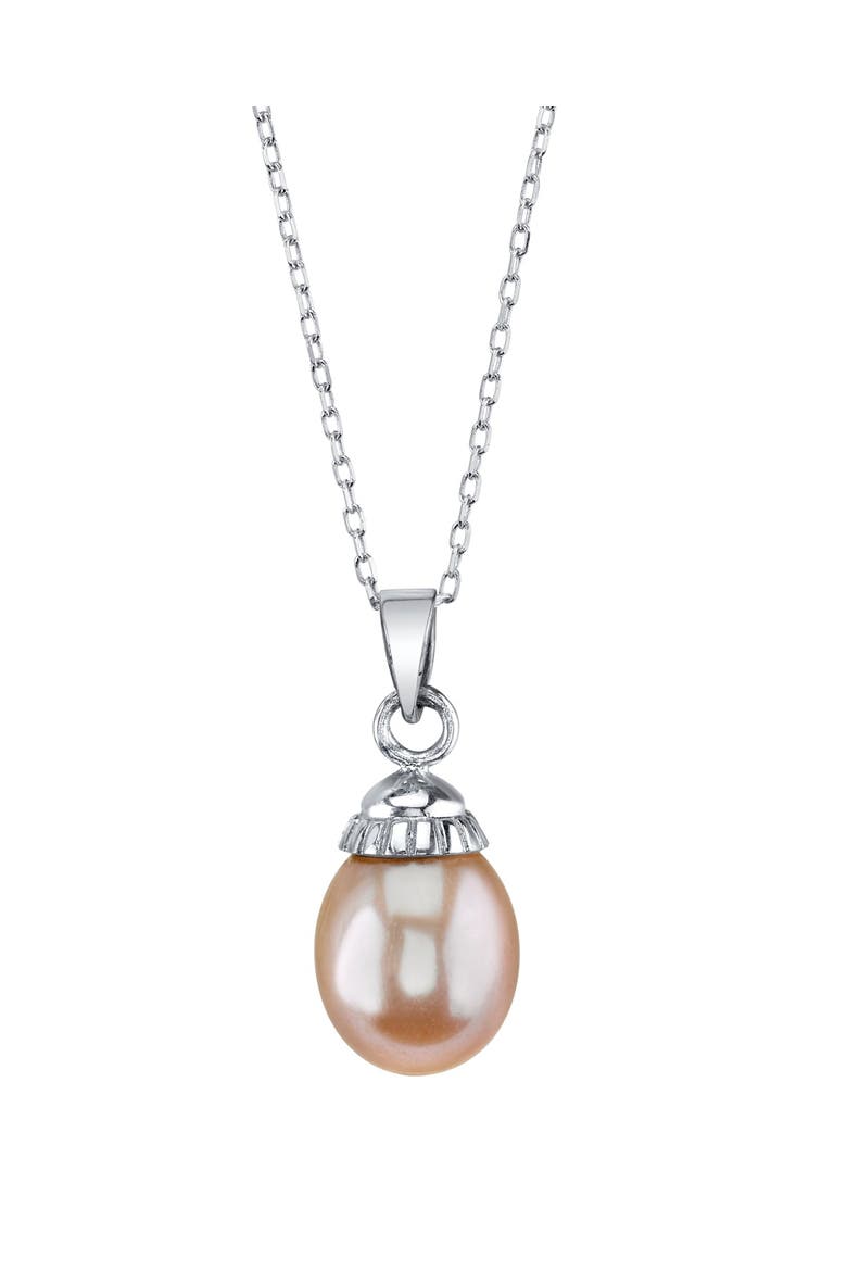 14K Gold Pink Freshwater Cultured Pearl Devon Pendant, Main, color, White Gold