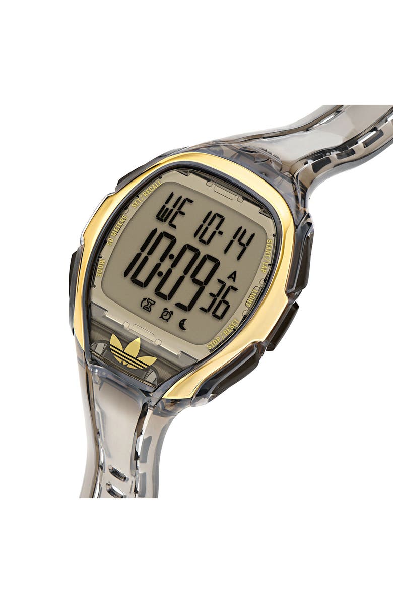 adidas AO Fashion Chronograph Silicone Strap Watch, 45mm, Alternate, color, Black