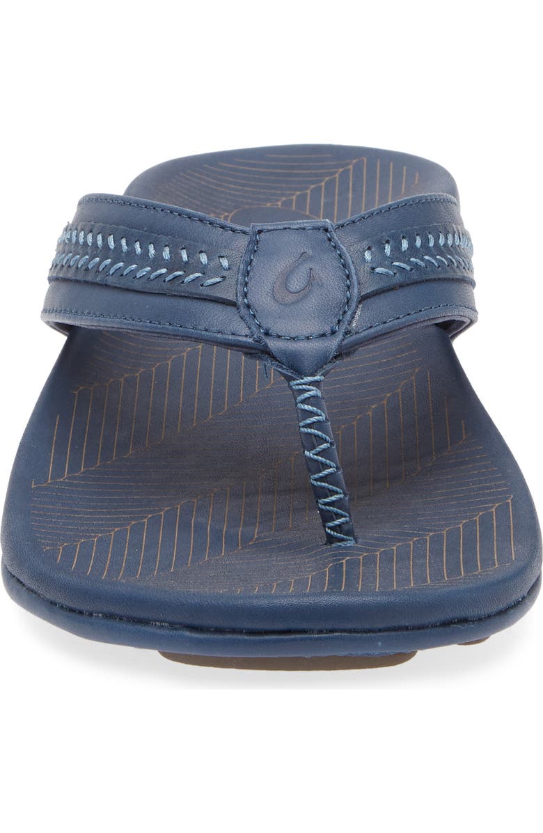 OluKai Aho Leather Flip Flop, Alternate, color, Coastal Blue / Coastal Blue