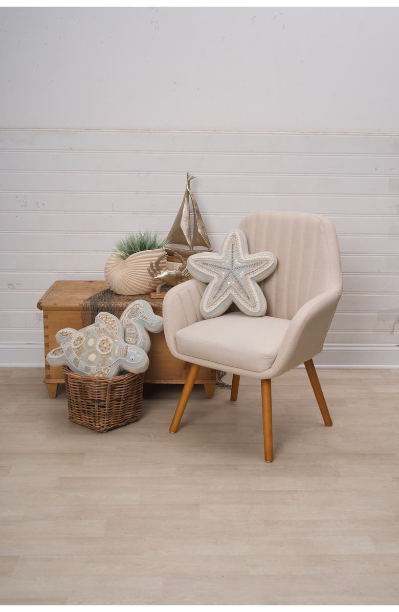 C&F Home Beaded Sea Star Coastal Embellished Accent Shaped Pillow, Alternate, color, Blue