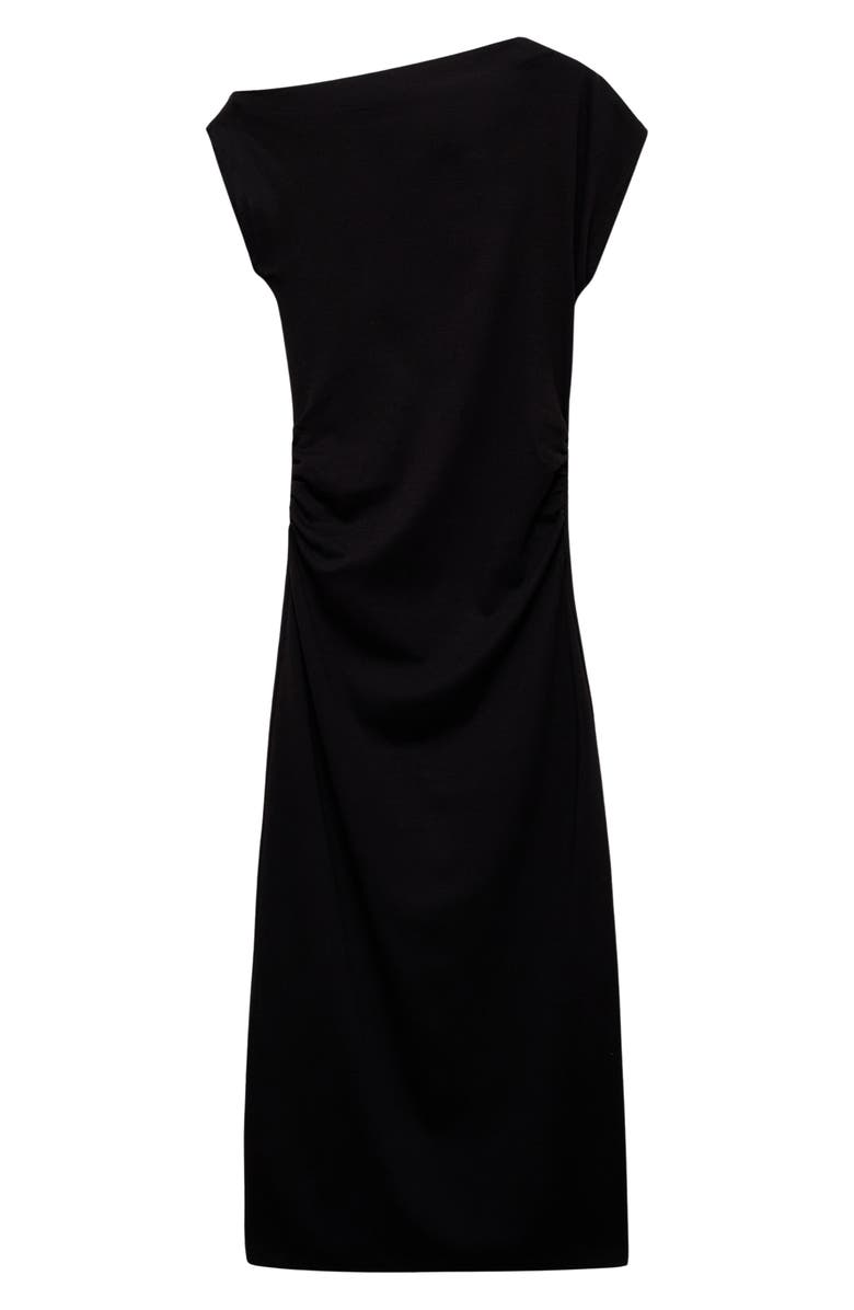 MANGO Draped Midi Dress, Alternate, color, Black