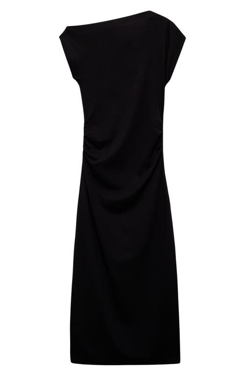 Mango Draped Midi-dress Black