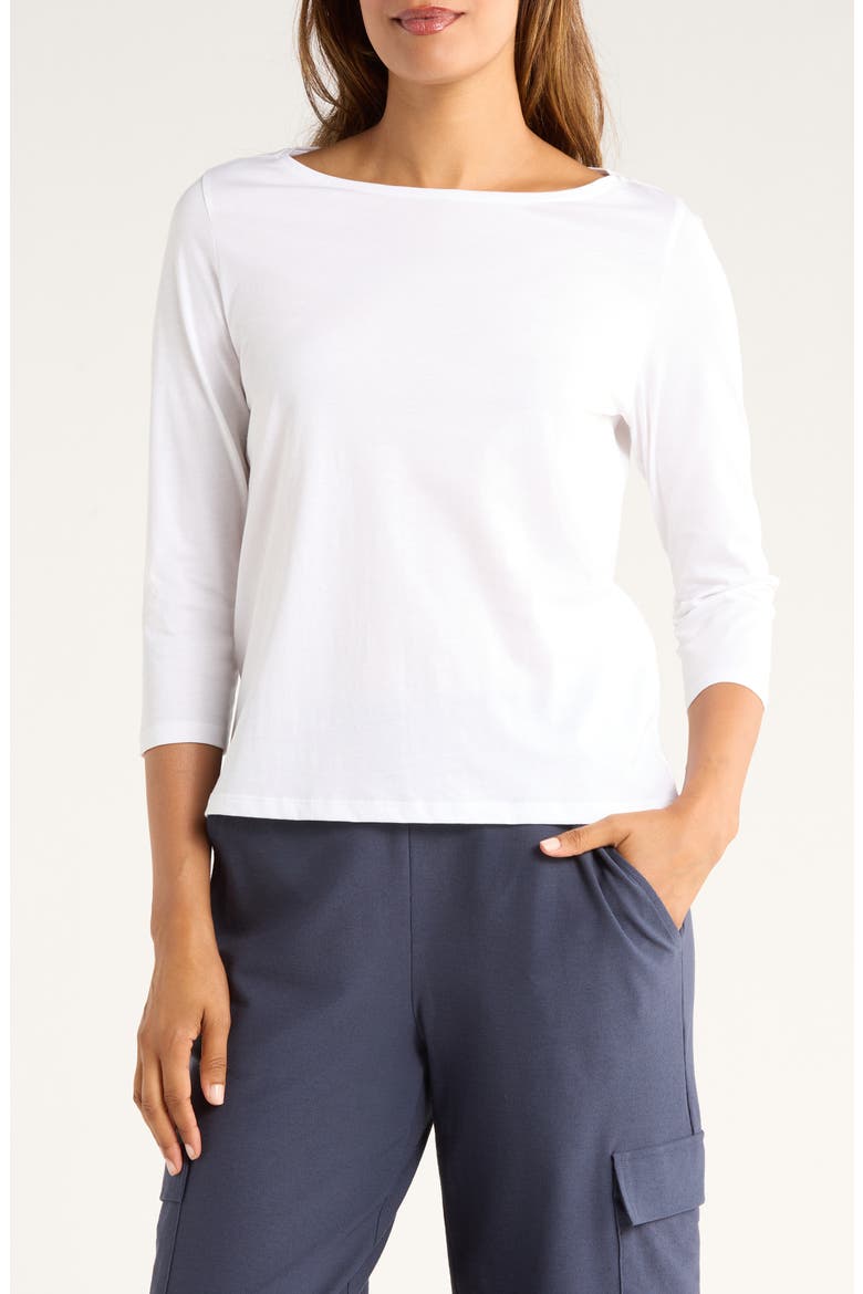 Bateau Neck Jersey Top, Main, color, WHITE