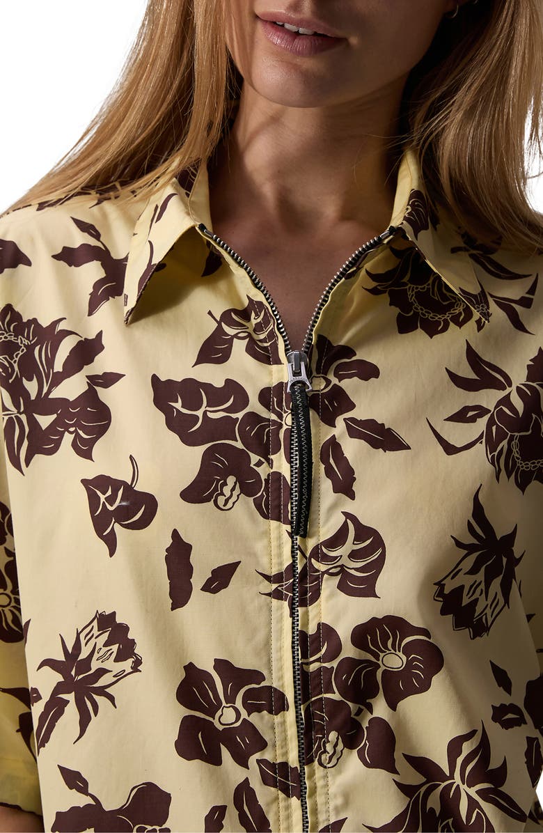 rag & bone Junie Floral Cotton Poplin Zip Top, Alternate, color, 