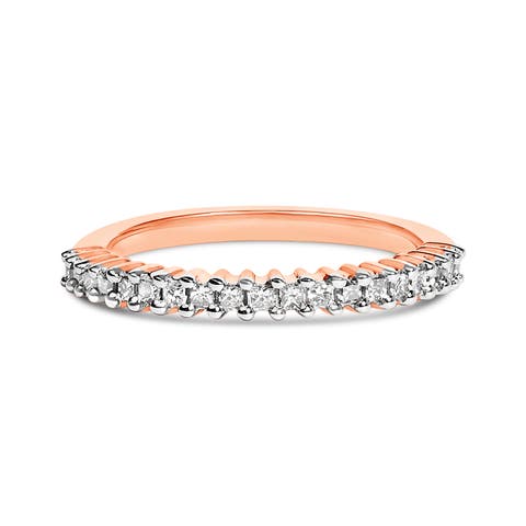 10K Rose Gold Plated Sterling Silver 1/3 ctw Diamond Band Ring