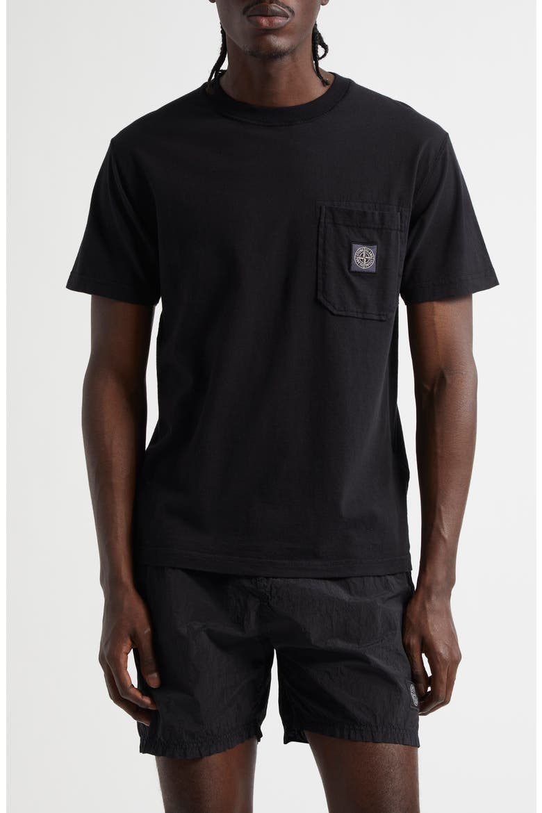Compass Logo Patch Organic Cotton Pocket T-Shirt, Main, color, BLACK