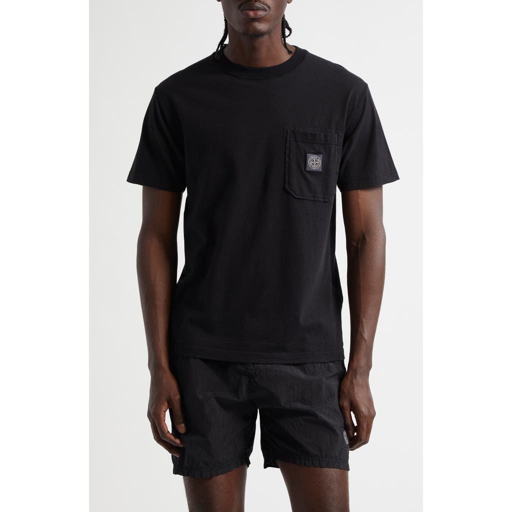 Stone Island Compass Logo Patch Organic Cotton Pocket T-Shirt in Black  product