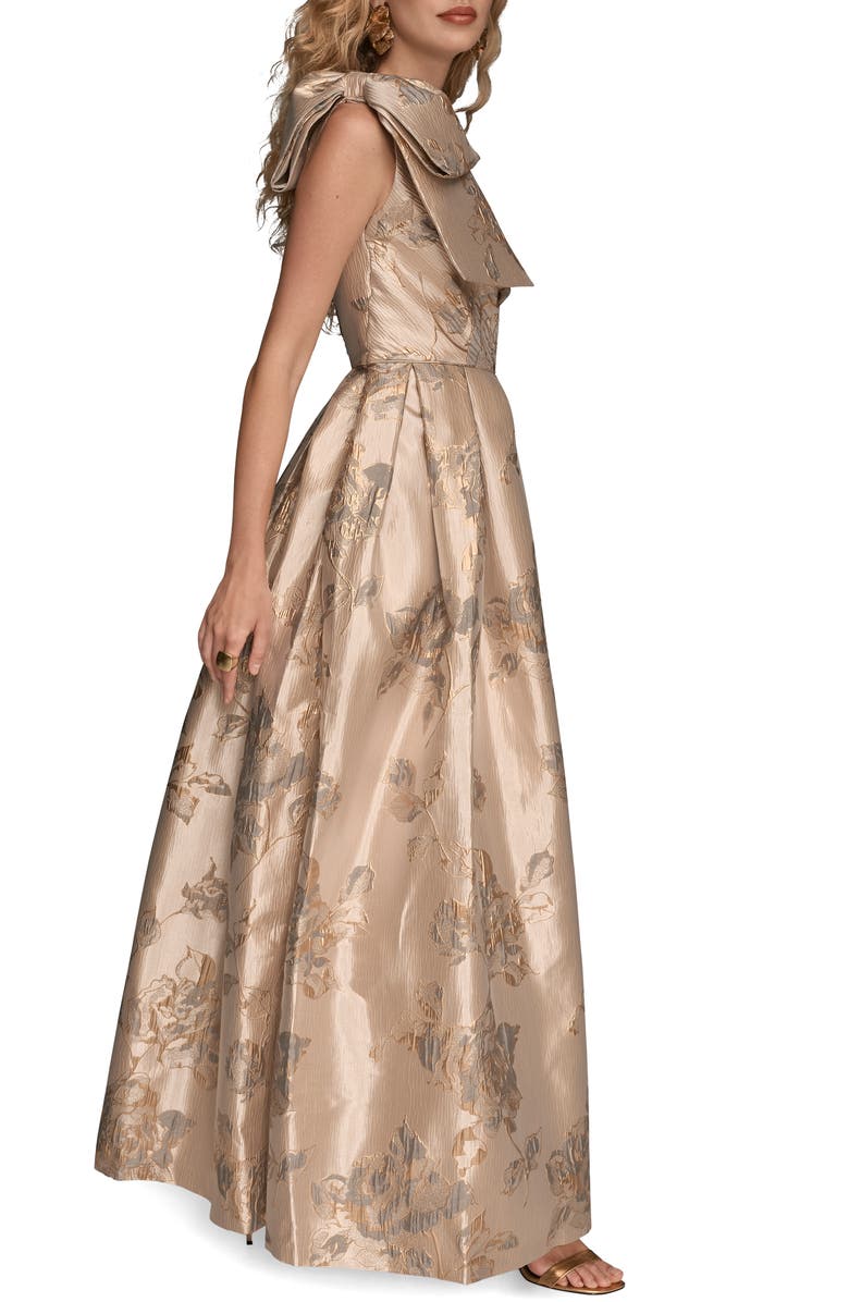 Donna Karan New York Metallic Floral Jacquard Ball Gown, Alternate, color, Champagne Metallic