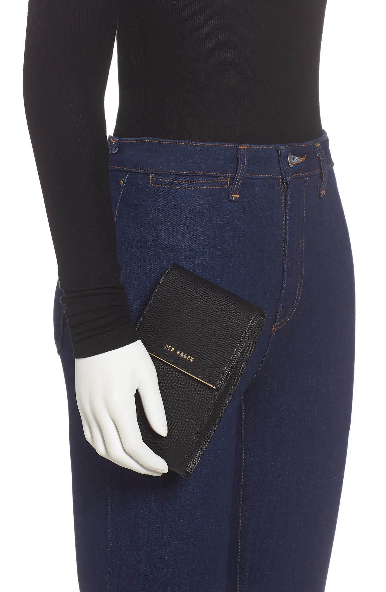 Ted Baker London Geriee Saffiano Leather Phone Crossbody Bag, Alternate, color, 