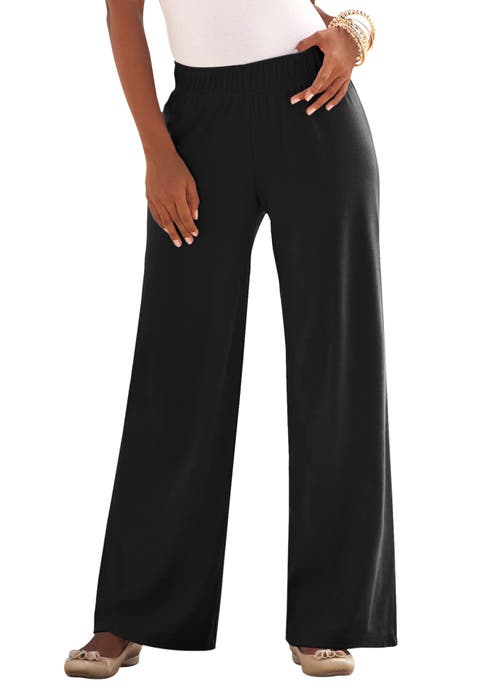 Plus Size Pull On Wide Leg Soft Knit Pant