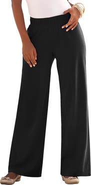 Roaman's Plus Size Pull On Wide Leg Soft Knit Pant
