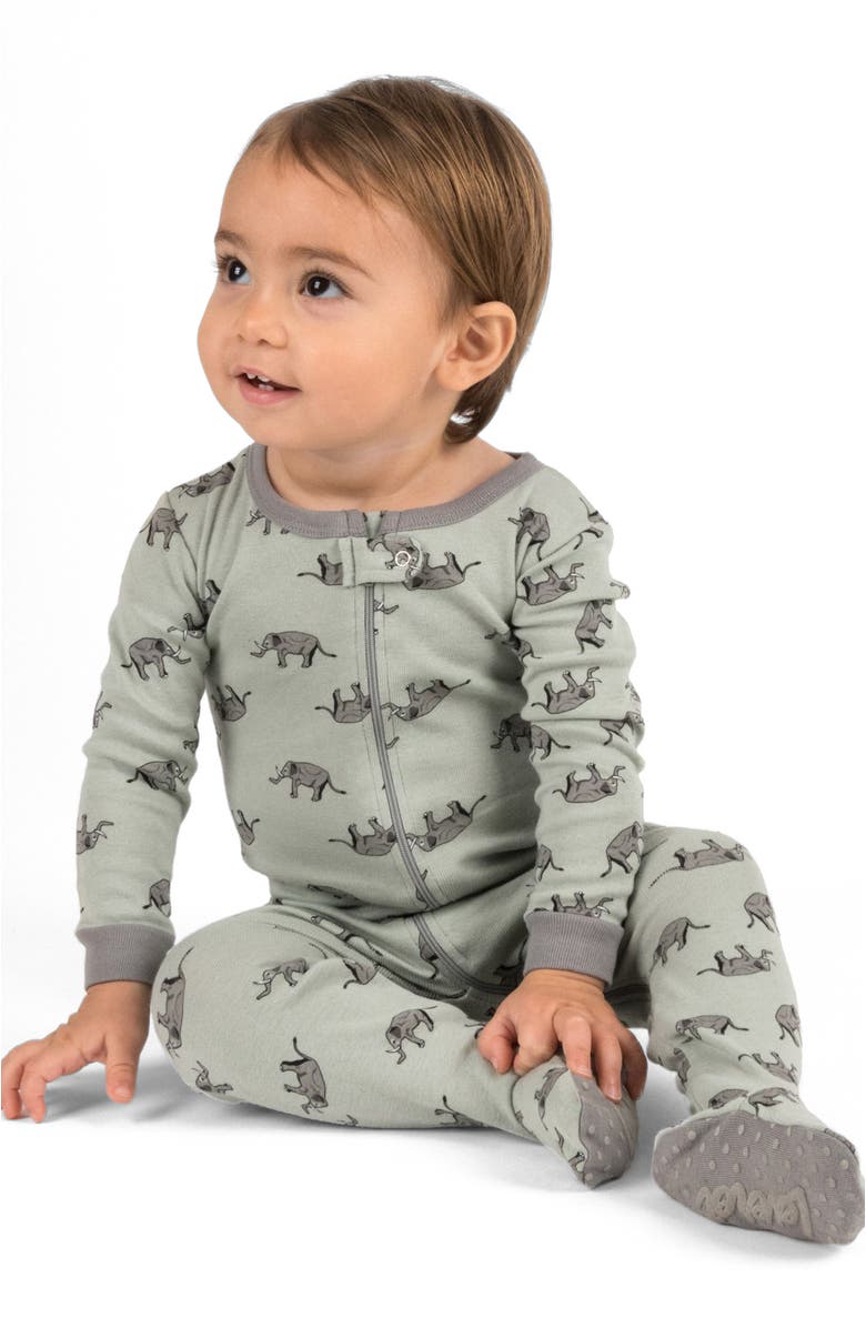 Leveret Footed Printed Cotton Pajamas, Animal, Holiday & Fun Prints, Alternate, color,
