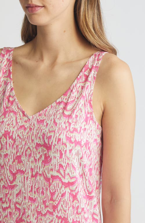 Nic + Zoe Abstract Animal Print Live-in Midi Tank Dress In Pink Multi