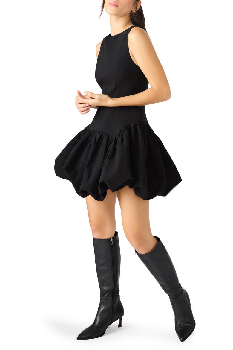 Lyra Bubble Hem Minidress, Alternate, color, BLACK