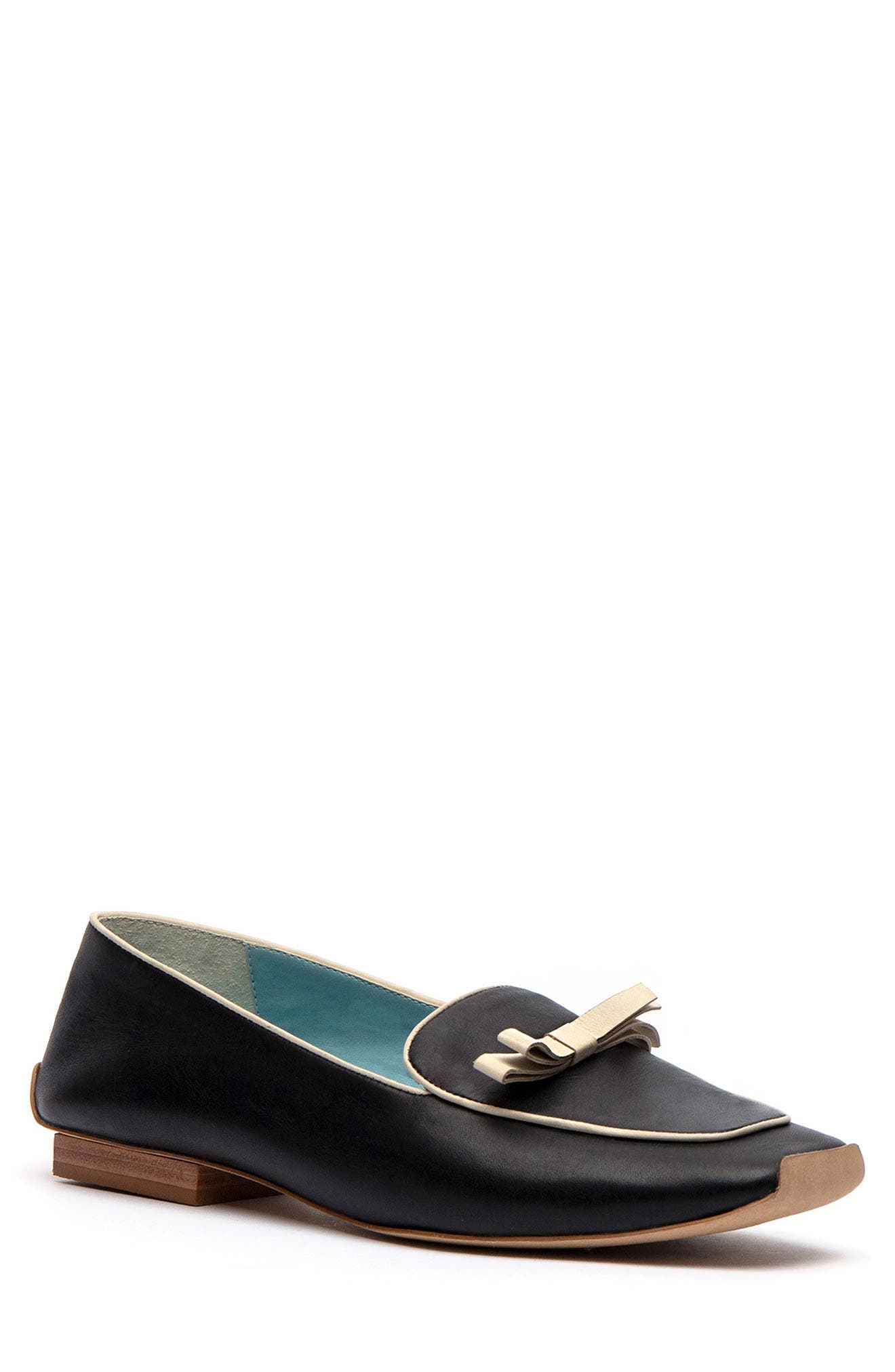 Frances Valentine Suzanne Bow Loafer, Alternate, color, Black/ Oyster