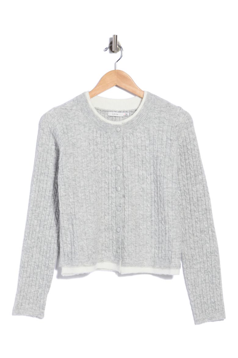 Cable Knit Cardigan, Main, color, LIGHT HEATHER GREY