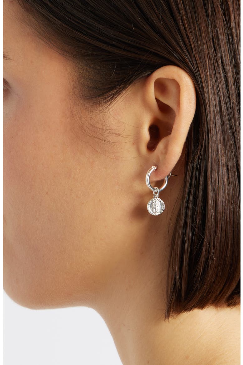 Lady Guadalupe Huggie Hoop Earrings, Alternate, color, SILVER