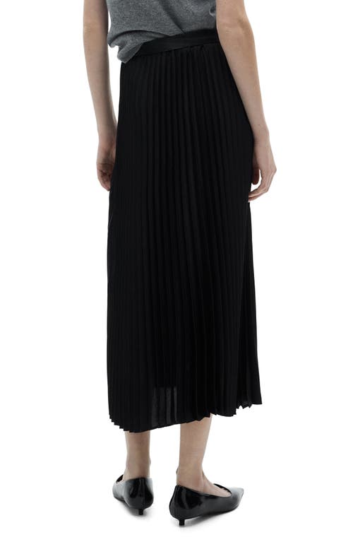 Shop Mango Pleated Midi Skirt In Black