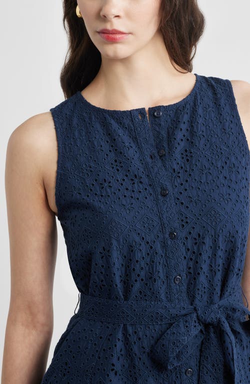 Caslonr Caslon(r) Sleeveless Cotton Eyelet Belted Dress