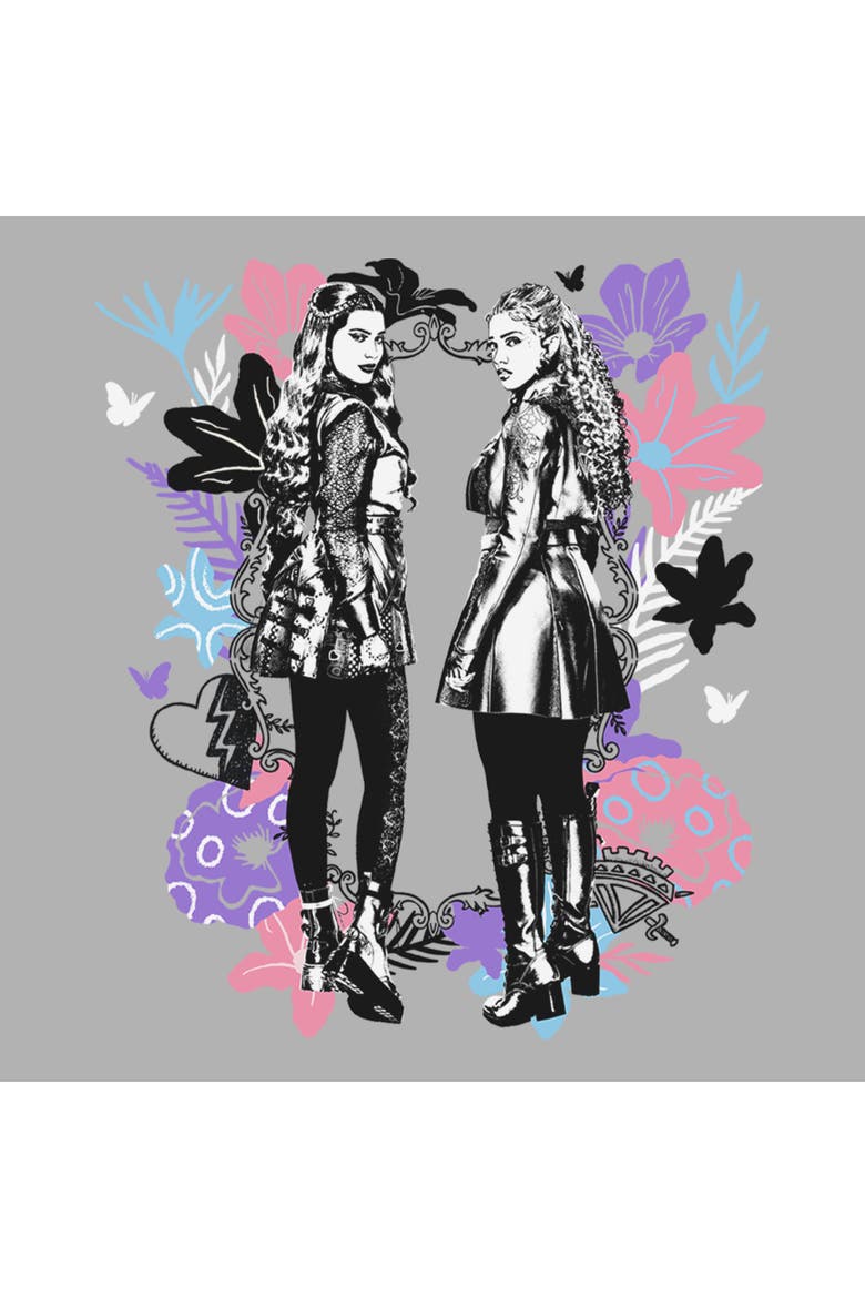 Boy's Descendants Wicked Wonderland Chloe and Red Sketch  Graphic T-Shirt, Alternate, color, Sport Grey