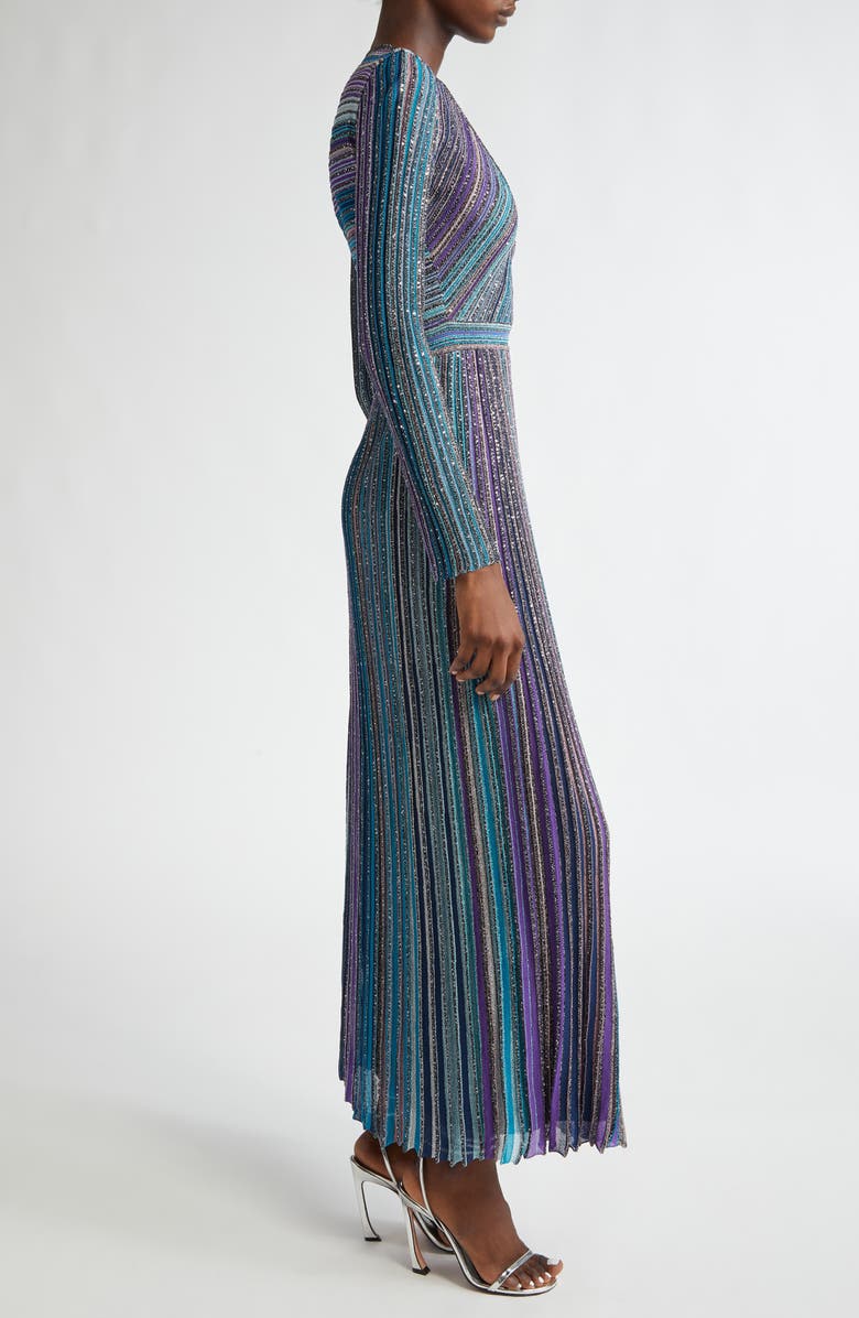 Missoni Sequin Metallic Stripe Long Sleeve Sweater Dress, Alternate, color, Dark Tones Multi
