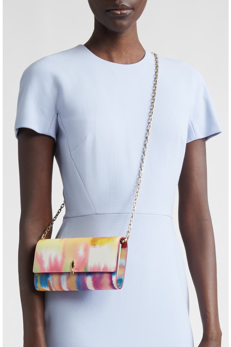 Bettina Tie Dye Patent Leather Wallet on a Chain, Alternate, color, M023 MULTI/ GOLD
