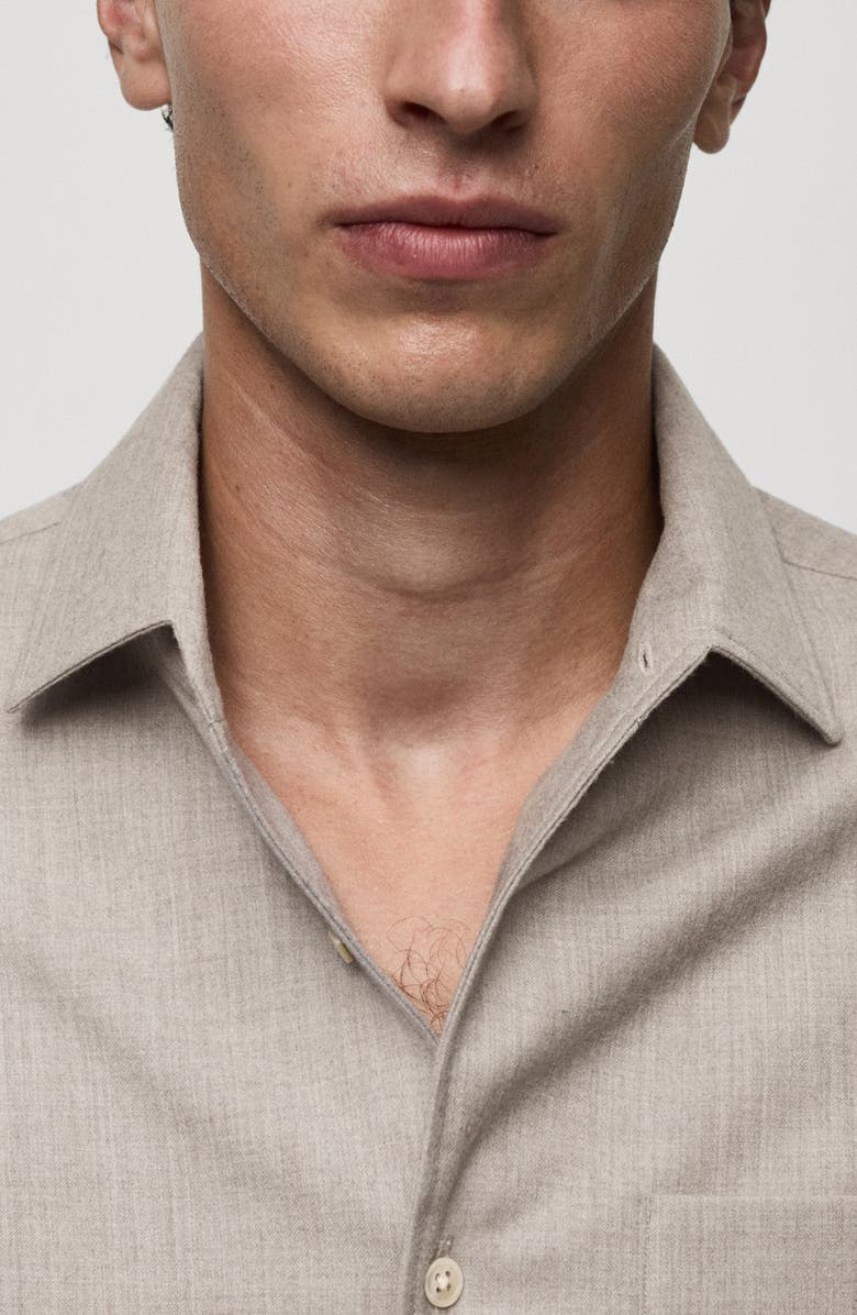 MANGO Regular Fit Wool Button-Up Shirt, Alternate, color, 