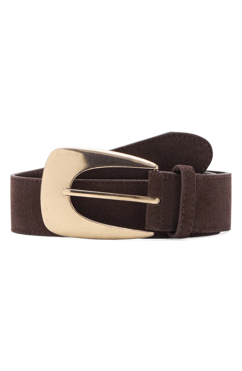 MANGO Maxi Buckle Suede Belt, Main, color, 