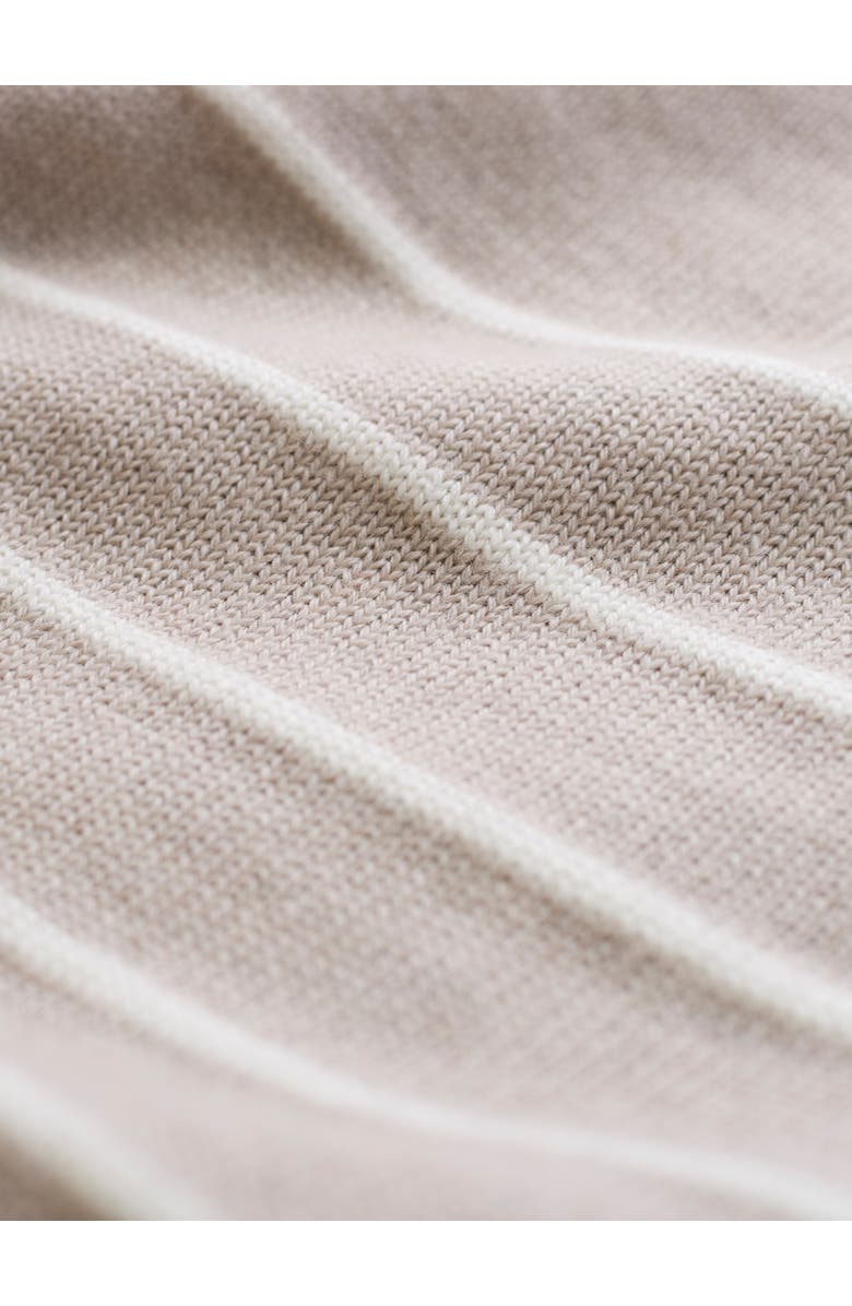 Celtic & Co. Merino V-Neck Sweater, Alternate, color, Oatmeal Ecru Stripe