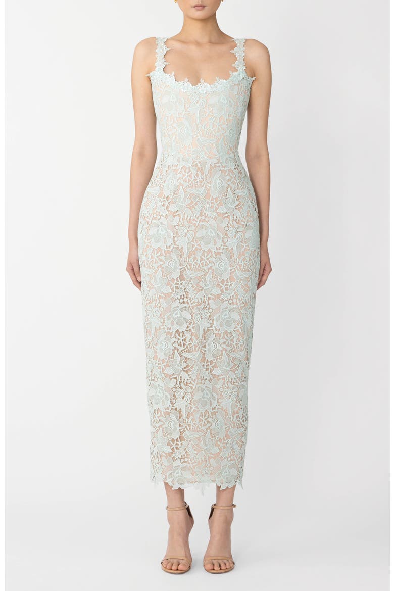 Coraline Floral Lace Cocktail Dress, Main, color, SEAFOAM