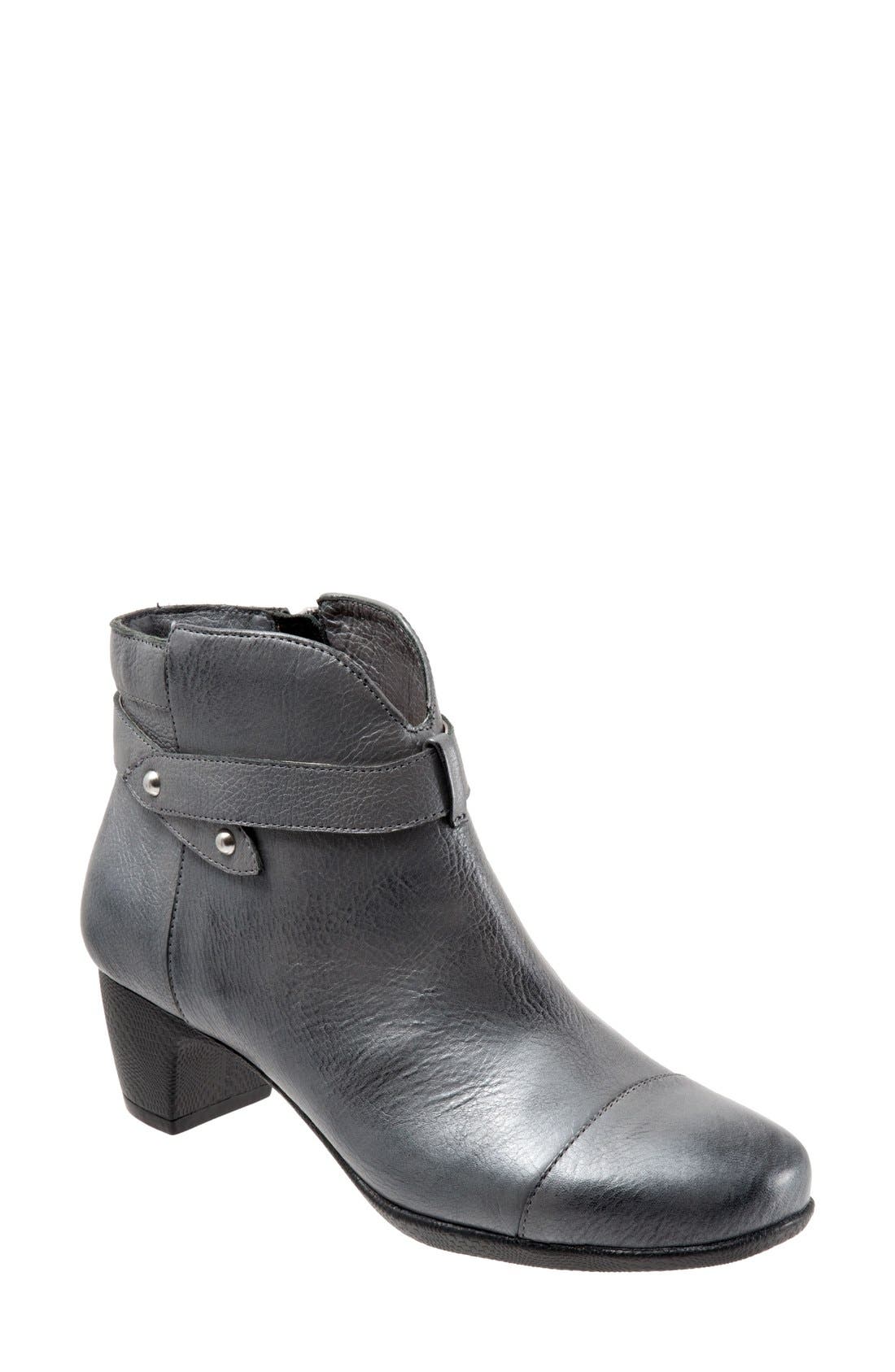 'Ivanhoe' Leather Bootie, Main, color, PEWTER