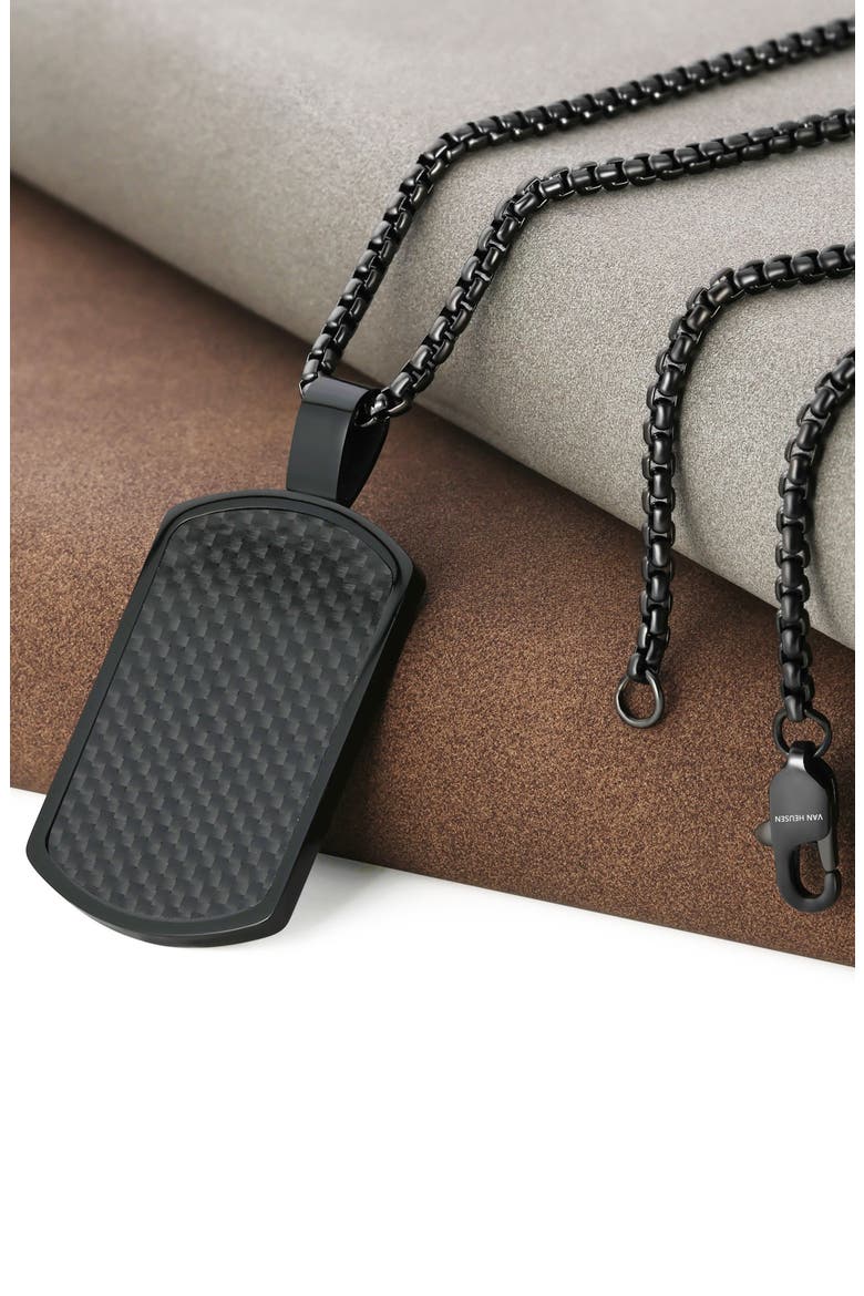 Men's Carbon Fiber Dog Tag Necklace, Alternate, color, BLACK