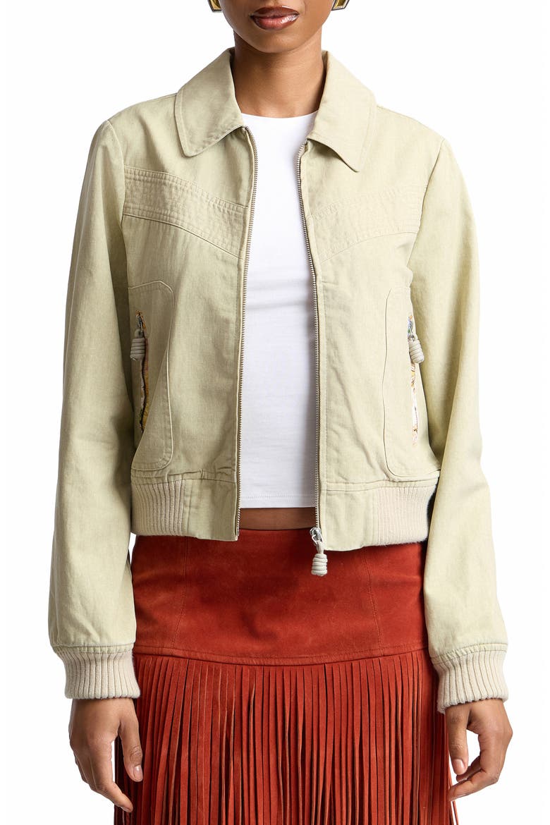 Cotton Zip Bomber Jacket, Alternate, color, CAMPSITE KHAKI
