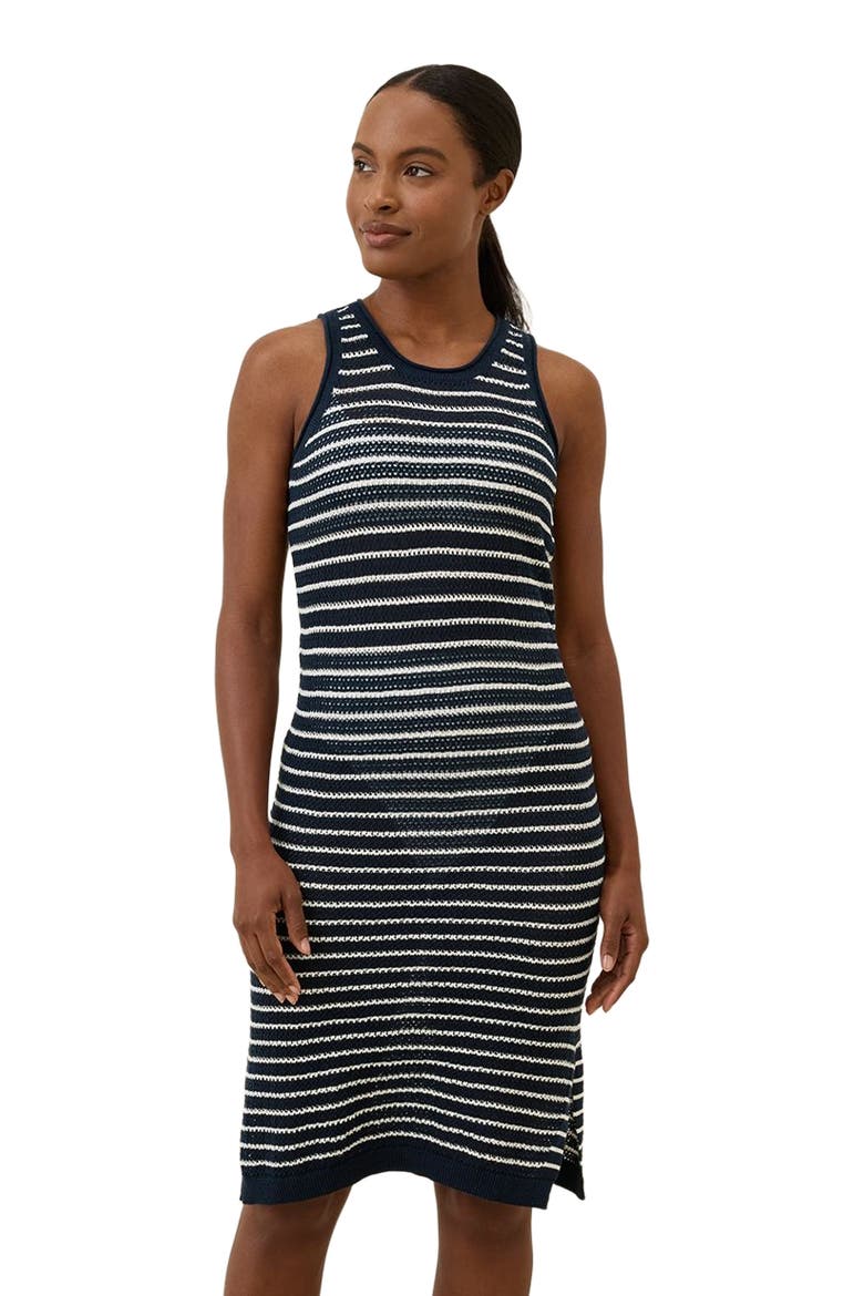 Beachside Linen Crochet Cover-Up Made with Organic Cotton, Alternate, color, Capri Stripe