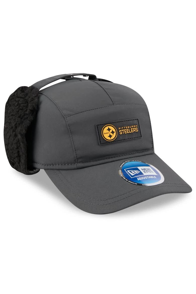 Men's New Era Charcoal Pittsburgh Steelers 2025 Sideline Cold Weather Runner Dog Ear Adjustable Hat, Alternate, color, Charcoal