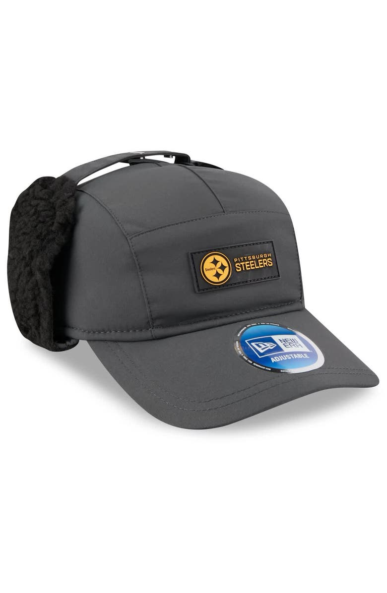 New Era Men's New Era Charcoal Pittsburgh Steelers 2025 Sideline Cold Weather Runner Dog Ear Adjustable Hat, Alternate, color, Charcoal