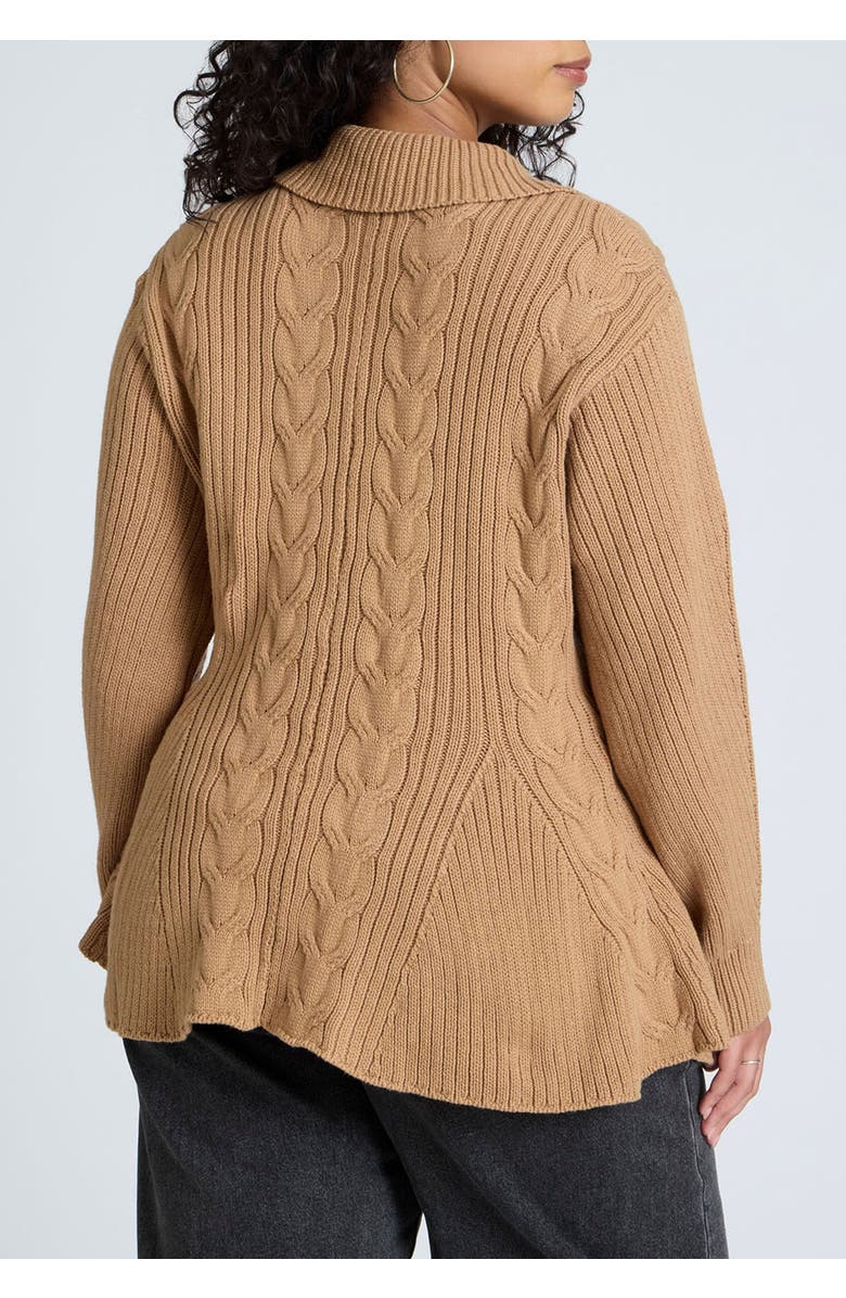 ELOQUII Peplum Zipper Sweater, Alternate, color, Cartouche