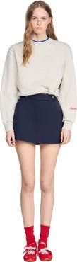 SANDRO Striped wool skort