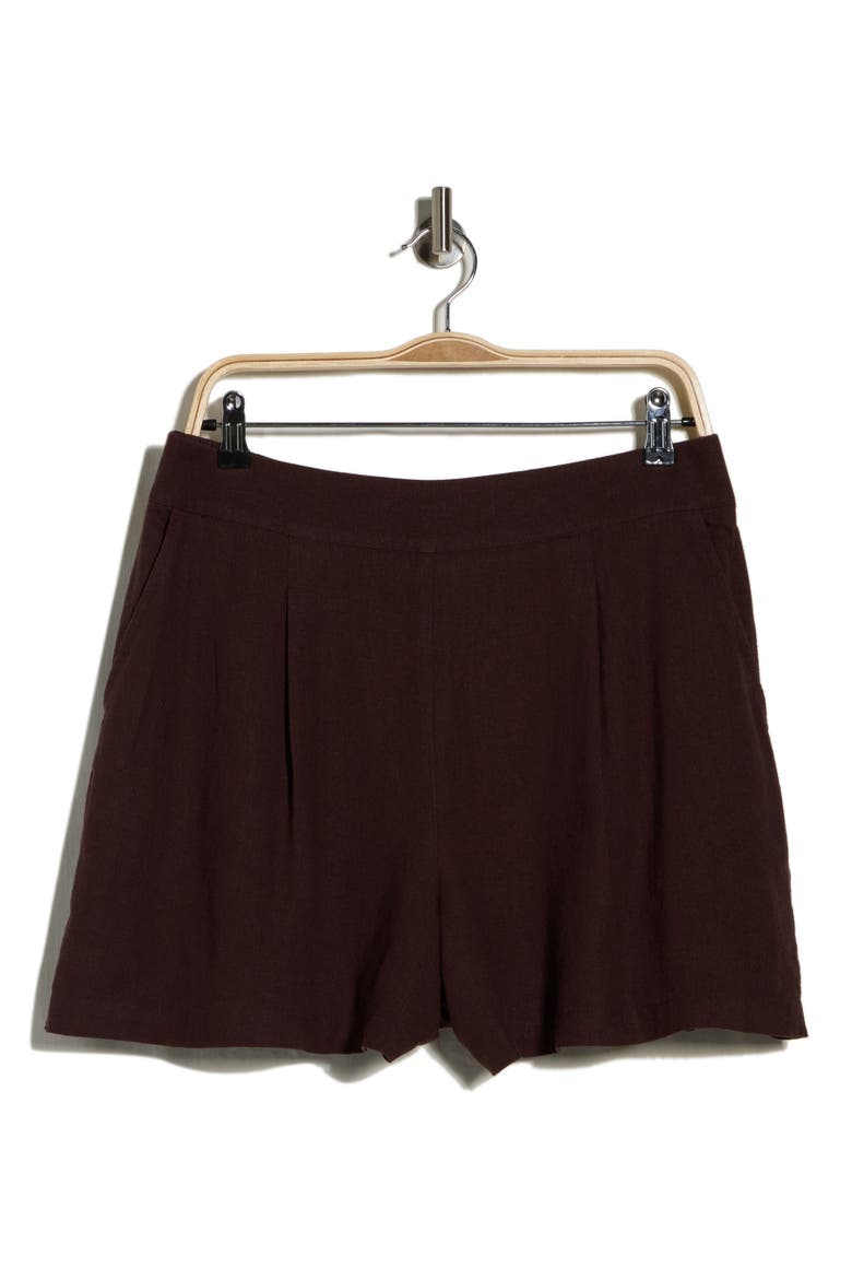 Linen Blend Shorts, Main, color, CHOCOLATE