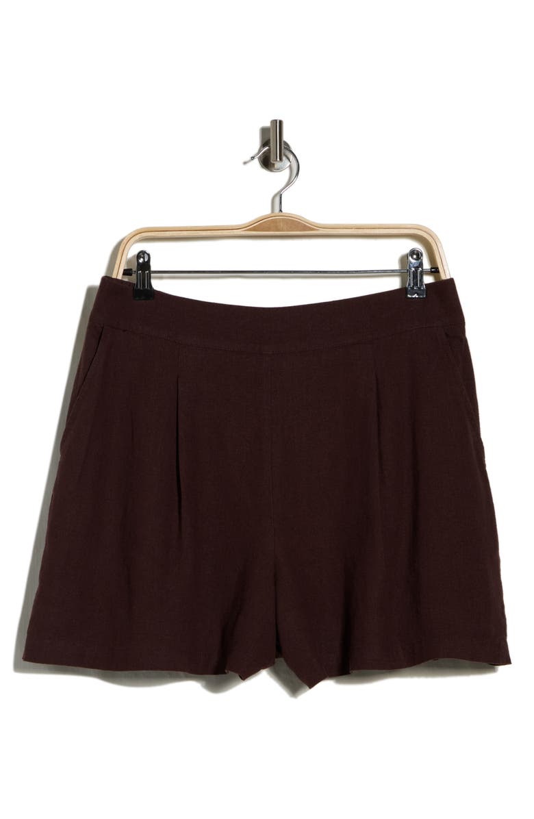 matty m. Linen Blend Shorts, Main, color, Chocolate