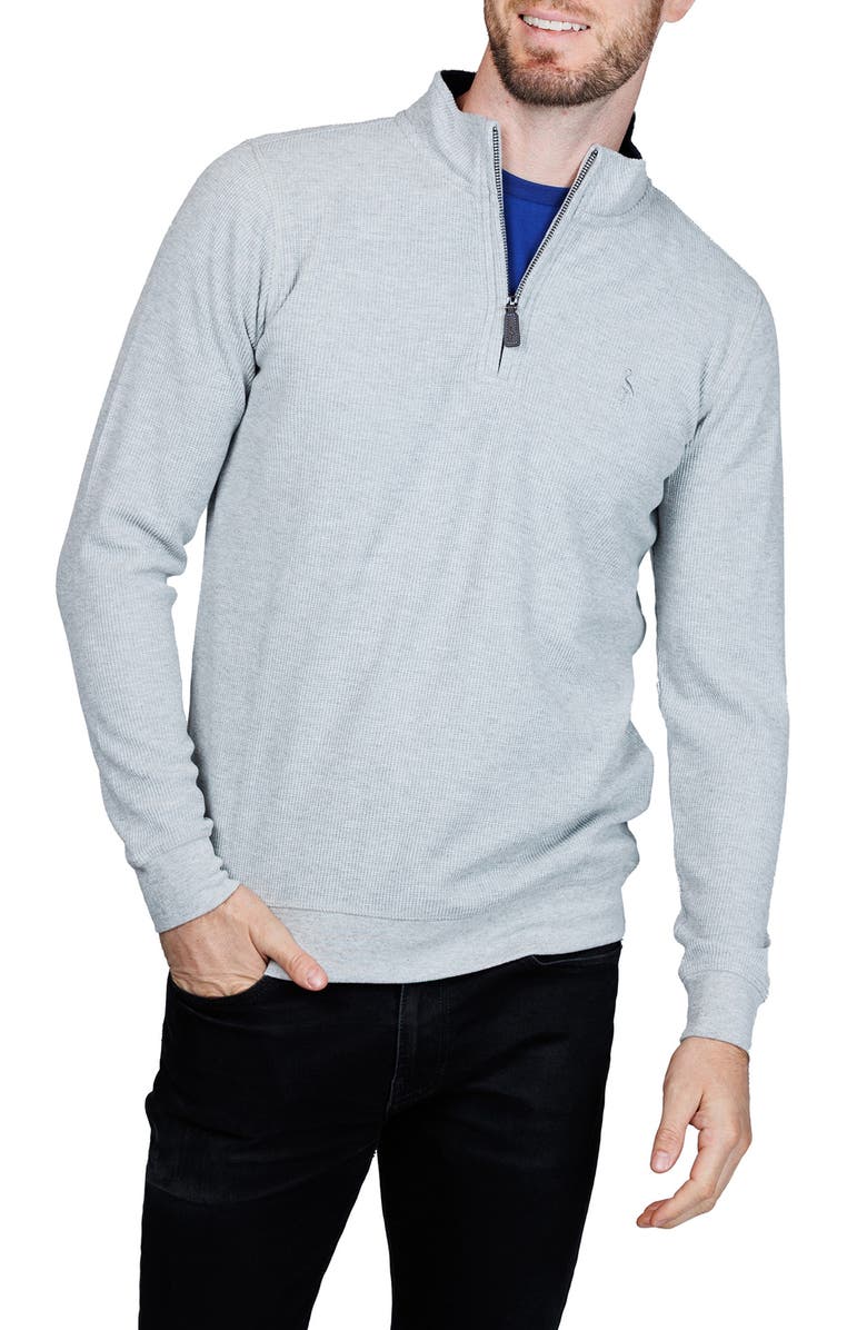 TailorByrd Quarter Zip Cozy Knit Pullover, Main, color, Grey Heather