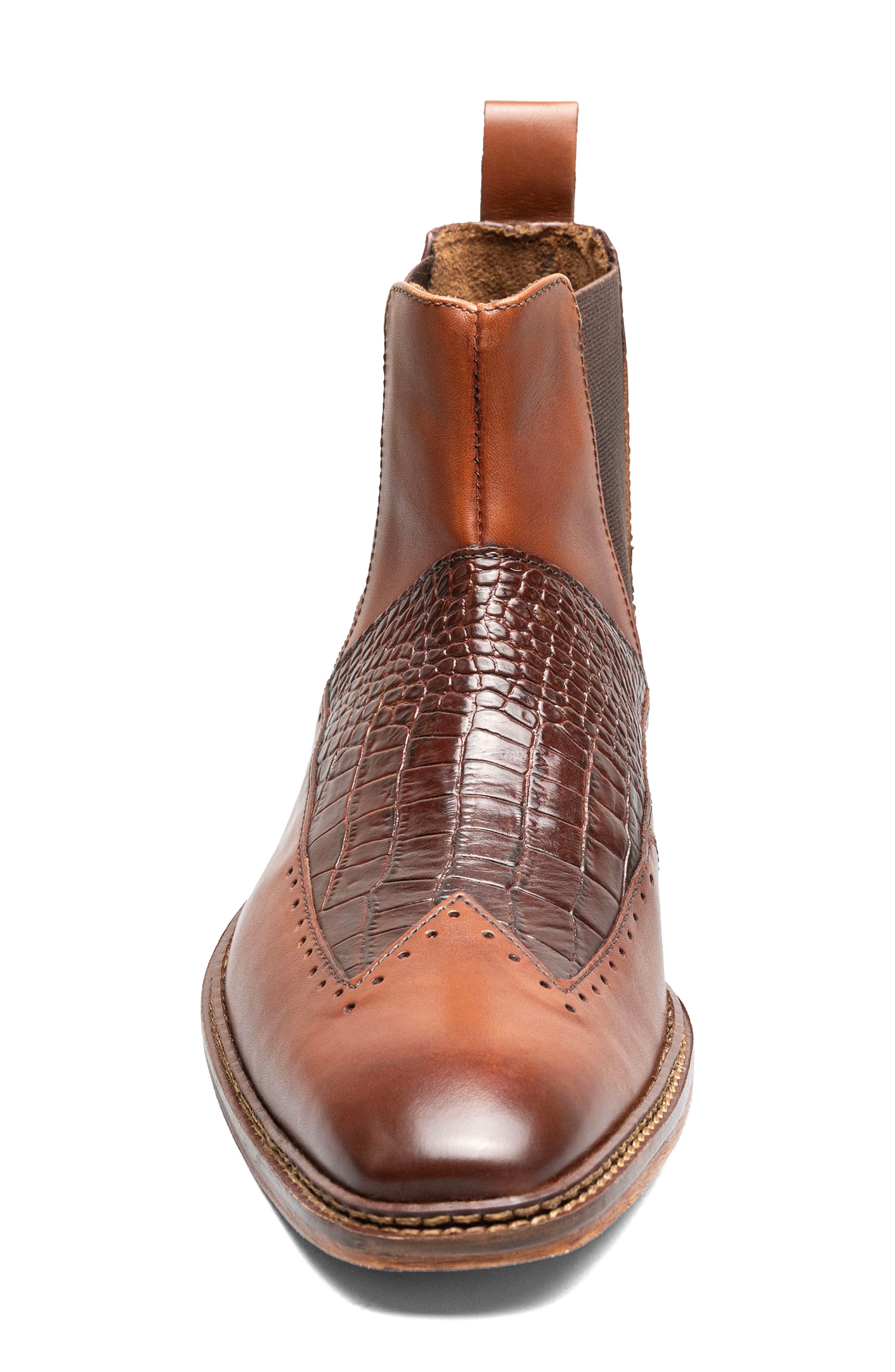 Garza Leather Wingtip Chelsea Boot, Alternate, color, COGNAC