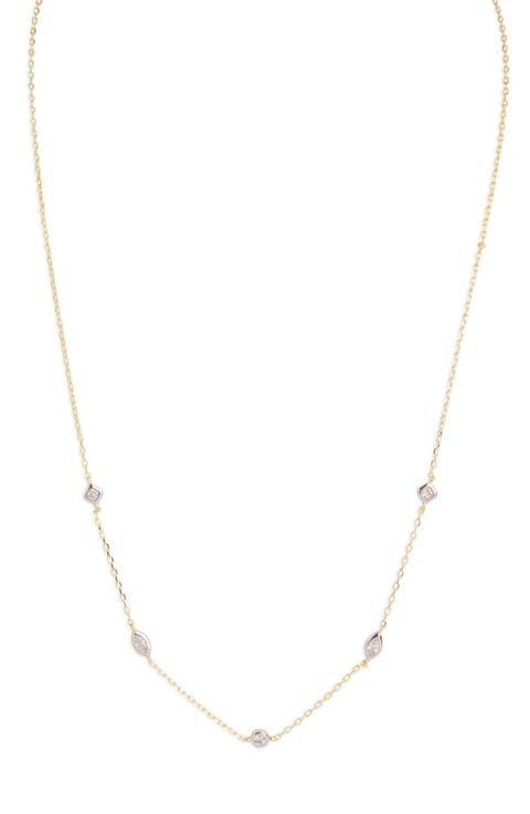 Cubic Zirconia Station Necklace