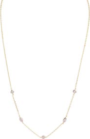 Argento Vivo Sterling Silver Two-Tone Cubic Zirconia Station Necklace